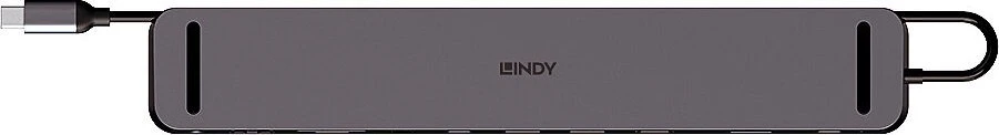 USB C Dokavimo Stotis - LINDY Plugable DST-Mini XT 810 8K/4K60, 100W PD, USB 3.2, Gigabit Ethernet, Pilka