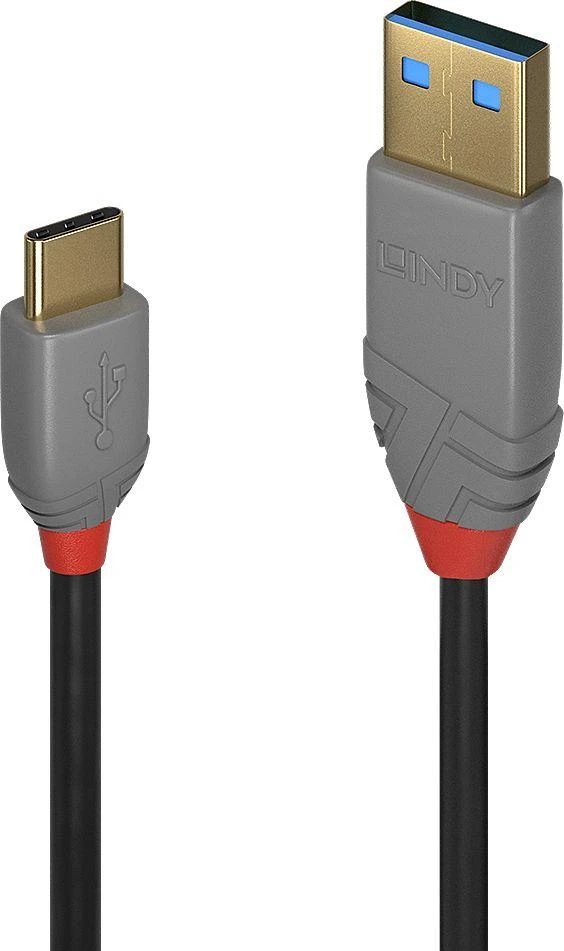 USB Kabelis - LINDY Anthra Line USB 2.0 Type A į C Laidas, M/M, 480Mbps, 15W, 0.5 m, Juodas