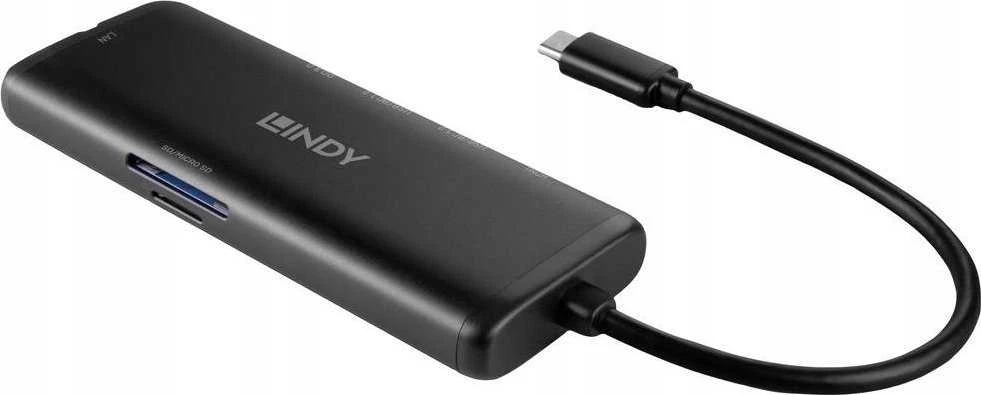 Nešiojamojo Kompiuterio Dokavimo Stotis - LINDY DST-Mini, USB-C Nešiojamojo Kompiuterio Mini Dokavimo Stotis, 4K Palaikymas, 100W Perėjimo Įkrovimas 4K HDMI®, PD 3.0 100W, Gigabit Ethernet, MicroSD ir SD, Juoda