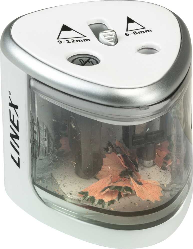 Linex Linex 400114752, Electric pencil sharpener, Sidabrinis, Baltas, 1.2 cm, 6 mm, Box, 75 mm