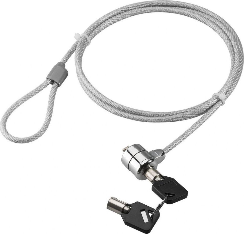 TECHLY 106060 Techly Nešiojamojo kompiuterio apsauginis kabelio užraktas su raktu 1,4m plieno sidabrinis