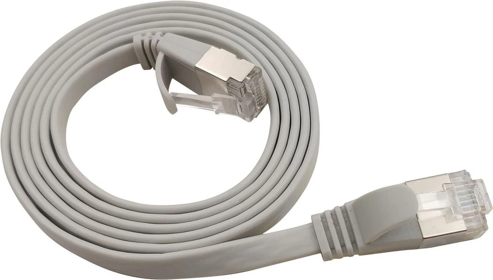 LinkIT Plokščias tinklo kabelis RJ-45, Cat.6a, U/FTP, PVC, pilka, 2,5 m (STP-FL6A-00250-GY)