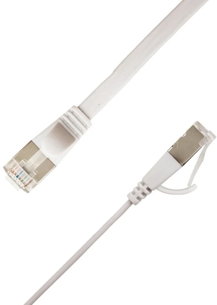 LinkIT Plokščias tinklo kabelis RJ-45, Cat.6a, U/FTP, PVC, balta, 3,5 m (STP-FL6A-00350-WH)