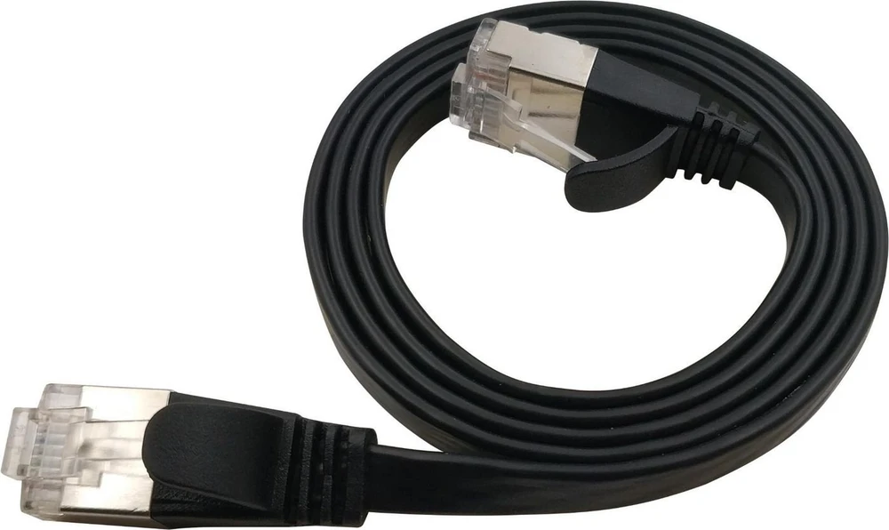 LinkIT Plokščias tinklo kabelis RJ-45, Cat.6a, U/FTP, PVC, juoda, 4.5 m (STP-FL6A-00450-BLK)
