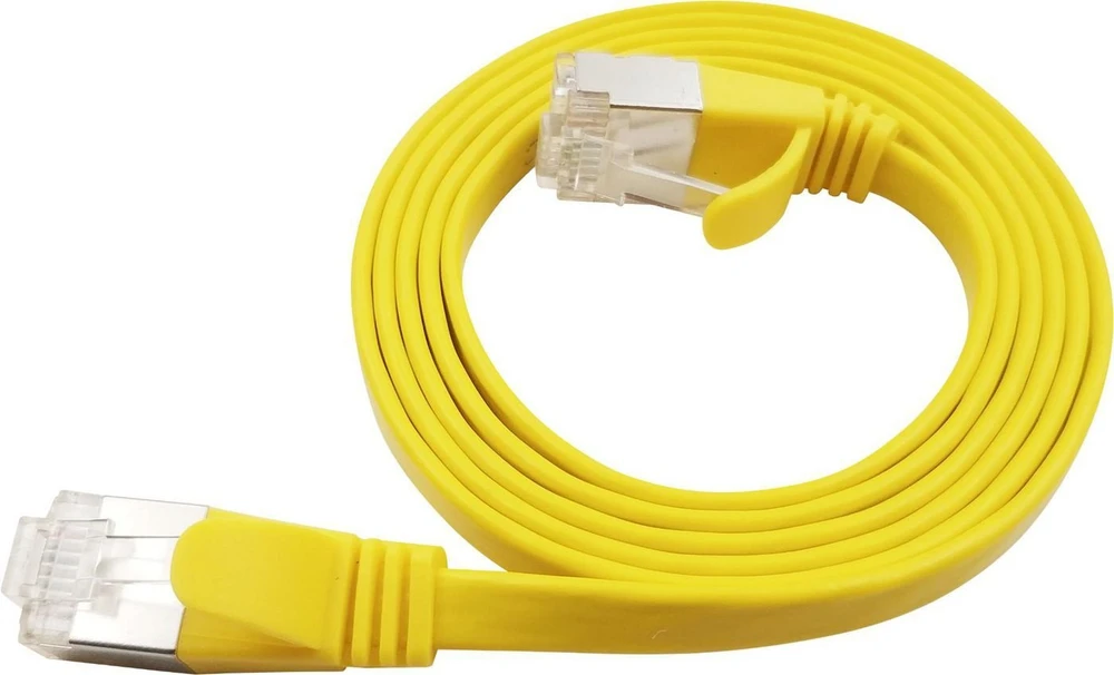 LinkIT Płaski kabelis sieciowy RJ-45, Cat.6a, U/FTP, PVC, geltona, 1 m (STP-FL6A-00100-GL)