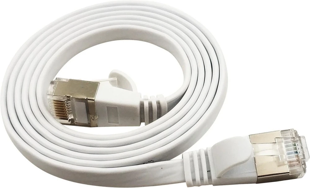 LinkIT Plokščias tinklo kabelis RJ-45, Cat.6a, U/FTP, PVC, balta, 5 m (STP-FL6A-00500-WH)