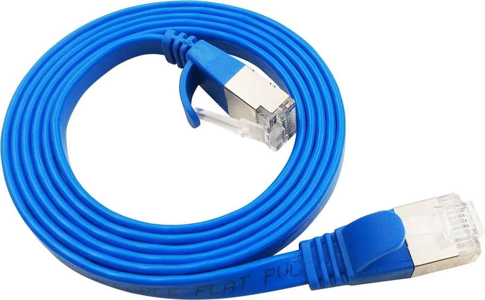 LinkIT Plokščias U/FTP Cat6A Mėlynas 2m AWG 32/7, PVC, 1,85x6mm