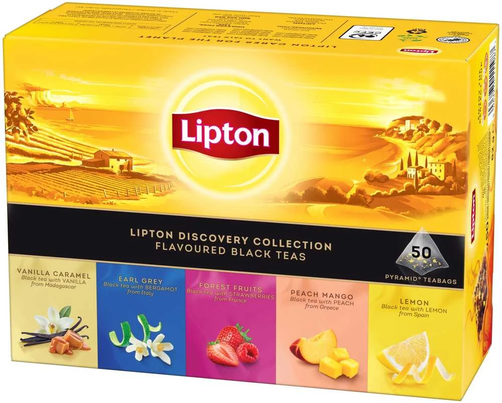 Lipton arbatos rinkinys: 5 skirtingi skoniai piramidės pakuotėje