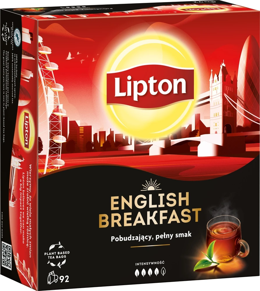 Lipton LIPTON arbata juoda, angliški pusryčiai, 92 pakeliai