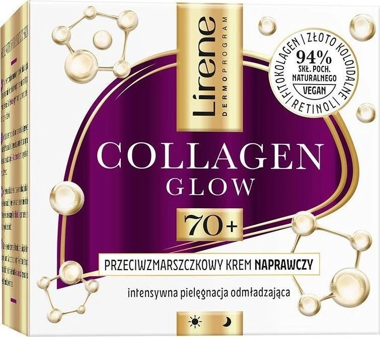 Lirene Atstatomasis kremas nuo raukšlių Collagen Glow 70+ 50ml