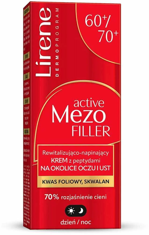 Lirene „Active Mezo Filler“ atgaivinantis ir stangrinamasis kremas su peptidais akių ir lūpų sričiai 60/70+ 15 ml