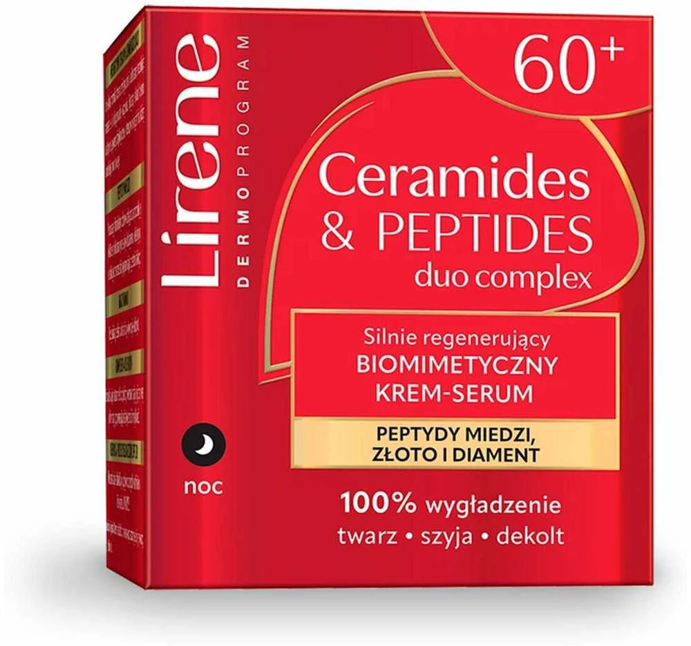 Lirene Intensyviai regeneruojantis biomimetinis naktinis kremas-serumas su keramidais ir peptidais 60+ 50 ml