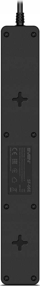 SVEN SF-06E viršįtampių apsaugos juosta 1,8 m, (6 lizdai) juoda