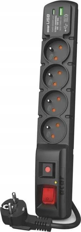 Acar F4 USB A+C viršįtampių apsaugos laidas (greitas įkroviklis) 3 m ; juodas