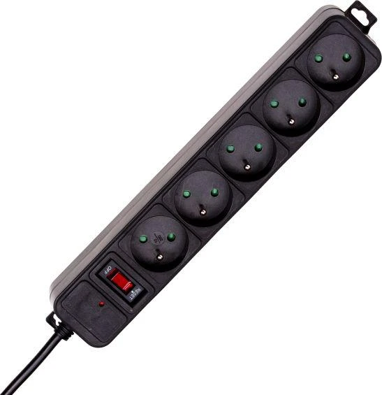Prailgintuvas su apsauga Akyga AK-SP-05A juoda - 5 lizdai - 1.8 m