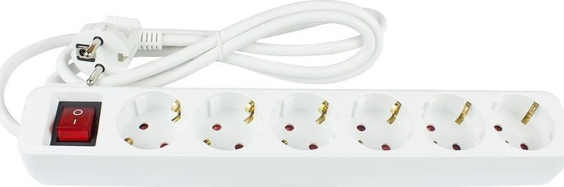 Alcasa „Good Connections“ maitinimo laidas su jungikliu, 6 lizdai, 1,5 m, Baltas