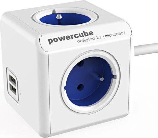 Allocacoc PowerCube Extended 4 lizdai 2x USB 1,5m malūnėlis
