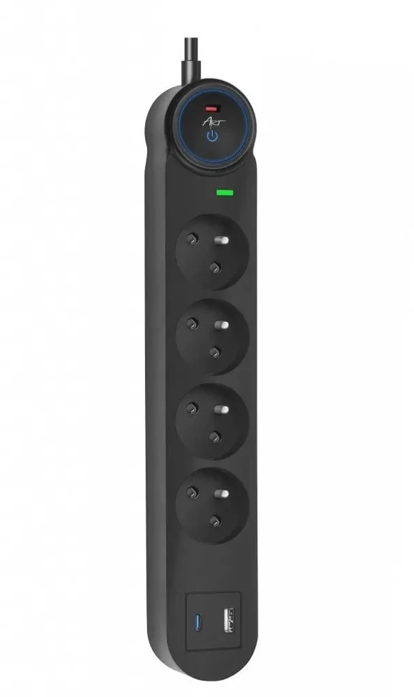 Prailgintuvas 4 lizdai + USB A + USB C Art FU915 3 m juodas