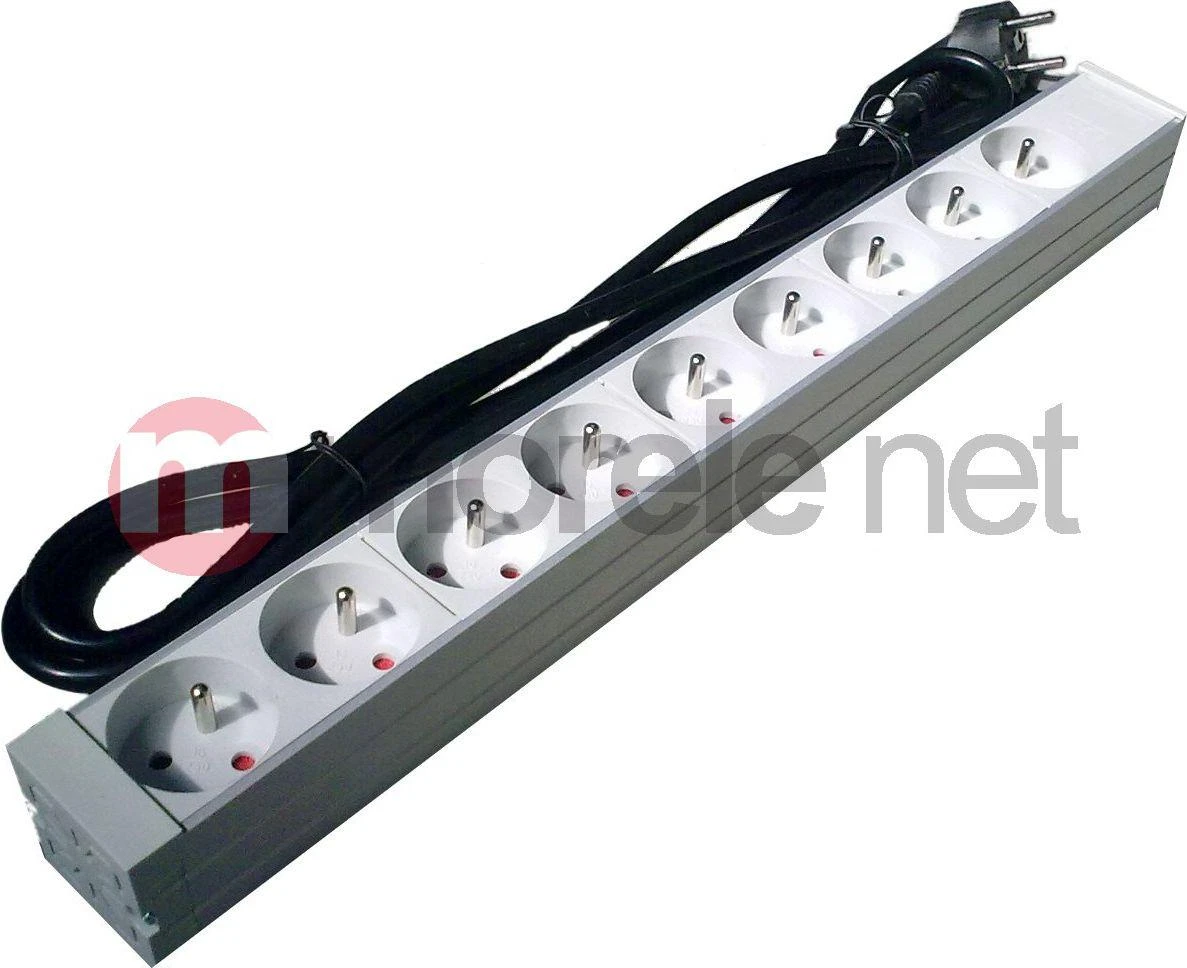 Assmann Electronic DIGITUS A-19-STRIP-3-IMP PDU išėjimo juosta 19 RACK 9xType E 1,8 m laidas su Schuko aliuminio
