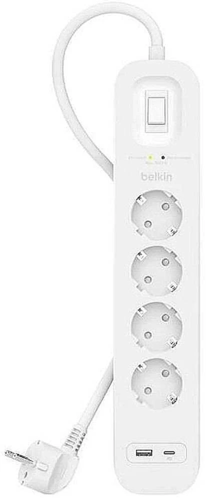 „Belkin“ viršįtampių apsaugos maitinimo laidas, 4 lizdai, 2 m, Balta (SRB001VF2M-V2)