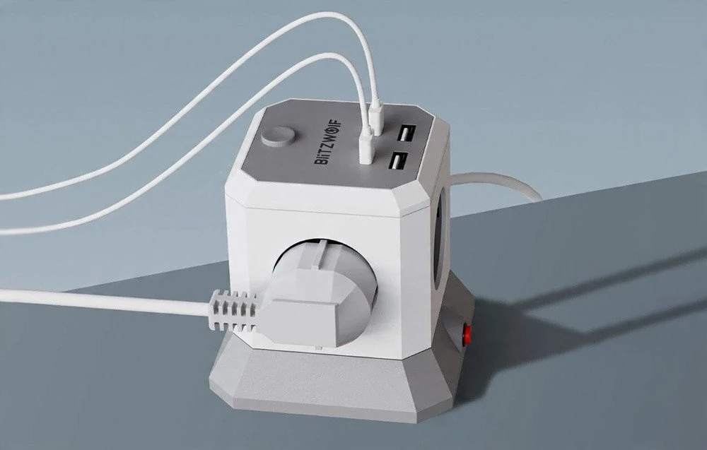 BlitzWolf BW-EC1 4xAC 2xUSB-A 2xUSB-C prailgintuvas