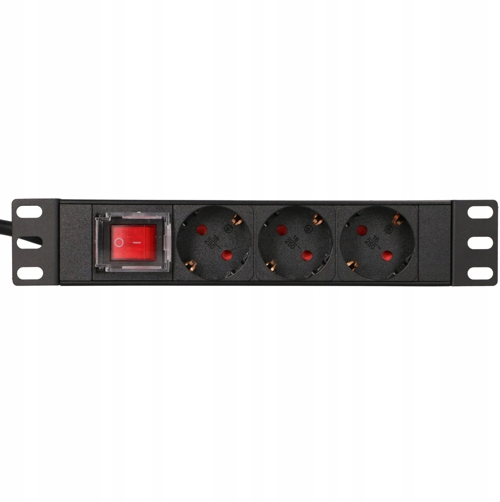 Extralink 10 colių 1U 3 lizdų ES tipo maitinimo PDU | Maitinimo blokas | su jungikliu