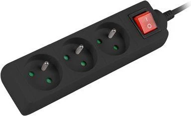LANBERG PS1-03E-0300-BK 3M Juodas LANTERGE CURVE 3X 230V PL SU GRANDINĖS IŠJUNGIKLIU PILNAS VARINIS