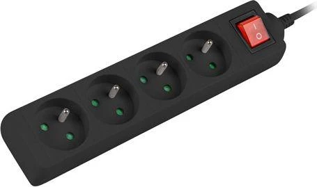 LANBERG PS1-04E-0150-BK 1.5M Juodas LANTERGE CURVE 4X 230V PL SU GRANDINĖS IŠJUNGIKLIU PILNAS VARINIS