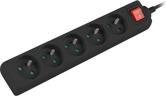 LANBERG PS1-05E-0150-BK 1.5M Juodas LANTERGE CURVE 5X 230V PL su grandinės pertraukikliu, pilnai varinis