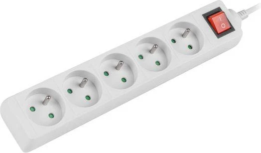 LANBERG PS1-05E-0150-W 1.5M Baltas LANTERGE CURVE 5X 230V PL WITH CIRCUIT BREAKER FULL COPPER