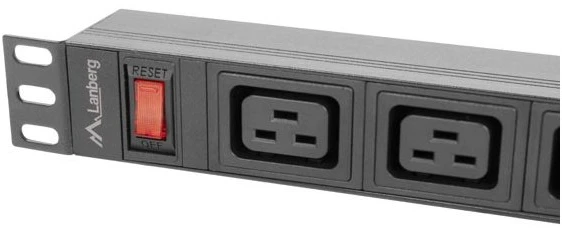 Lanberg stovo maitinimo blokas PDU 19" 1U 16A 4x C19, 6x C13 2m juodas C20