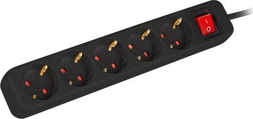 LANBERG Maitinimo juosta 5x Shuko 3m Automatinis jungiklis juodas