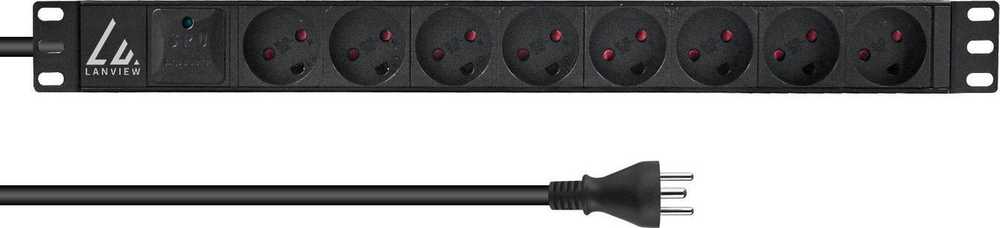 „Lanview LVR-2MDK-SPD-DK8“ stovo tipo maitinimo lizdas, 8 lizdai, 2 m