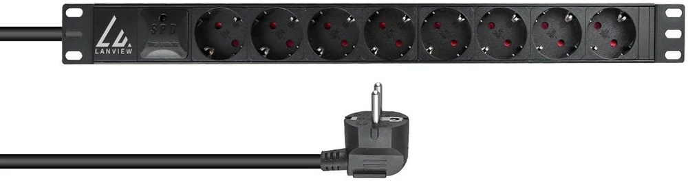 Lanview LVR-2MSCH-SPD-SCH8 maitinimo juosta PDU 8 lizdai Juoda (W129238343)