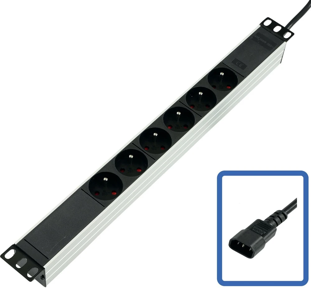 Listwa zasilająca Lanview POWER STRIP 19 PDU 6 gniazd Juodas