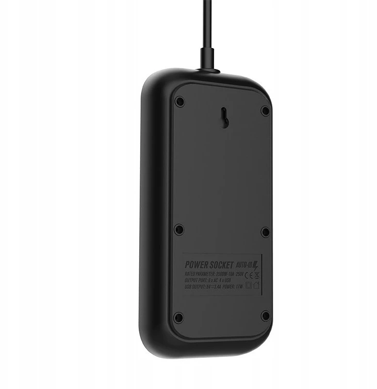 Ilgintuvas su 6 AC lizdais 4x USB LDNIO 2m - juoda