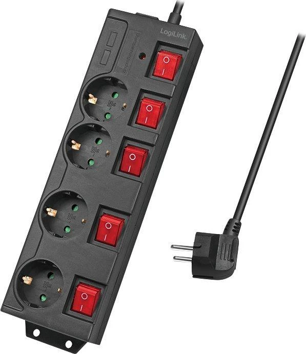 LogiLink 4 lizdai 1,5m juoda | jungiklis