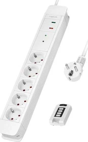 LogiLink 5 gniazd 1.5m balta | pilot