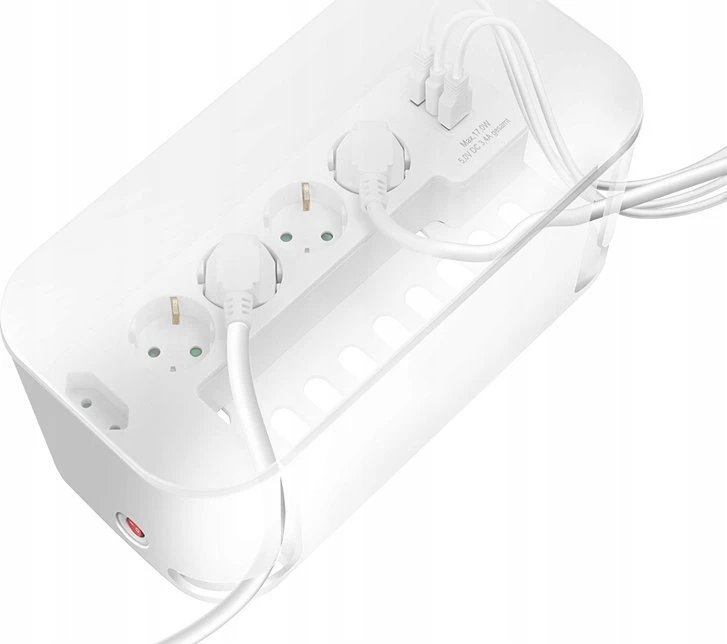 Listwa zasilająca LogiLink Kabelbox USB/Schuko 5 gniazd Baltas