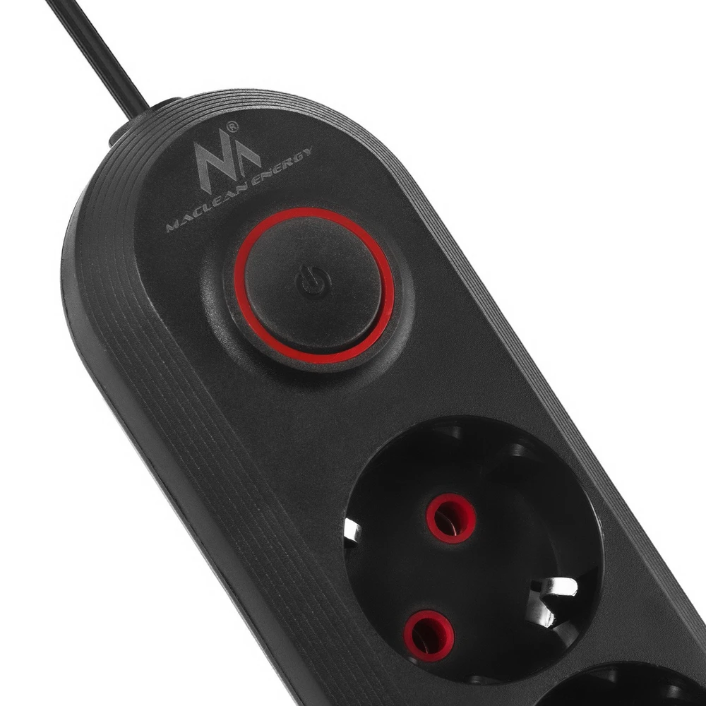 „Maclean“ maitinimo laidas, 5 lizdų prailginimo laidas + 3xUSB, 110-240V AC 50/60Hz, 2.1A max 2500W, 1.5m, juodas, MCE395 B