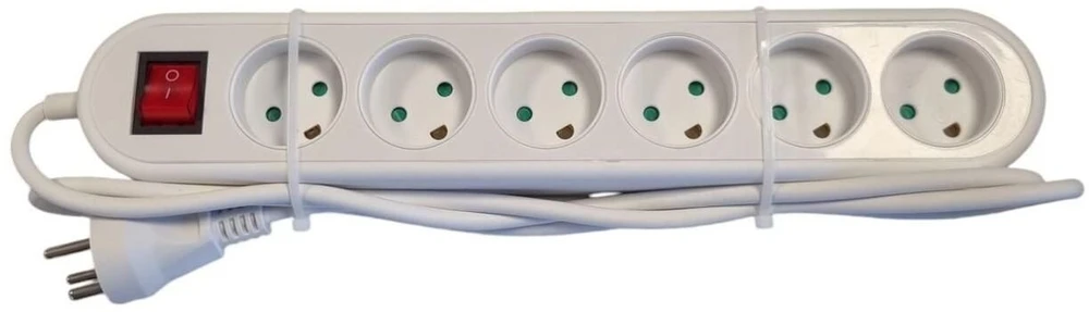 Mercodan Elektros lizdas su 6 įžemintais lizdais ir jungikliu, 3,0 m