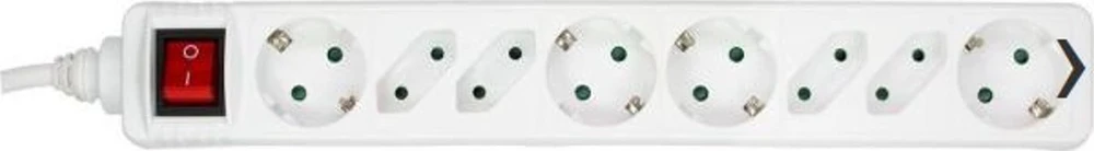 Baltas MicroConnect 8 lizdų maitinimo laidas 3 m