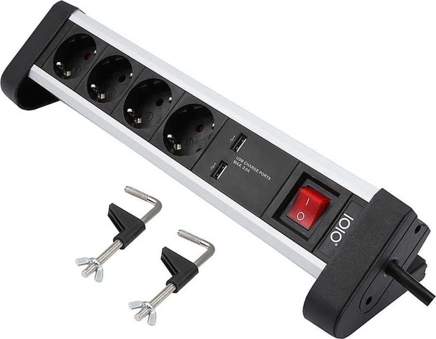 Olympia SL 2425 U maitinimo juostelė 4 lizdai 2x USB-A 1,5 m Sidabrinė-juoda (41224)