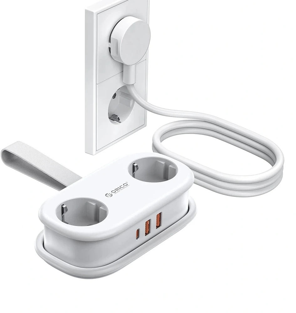 Orico AP3 20W GaN 5in1 maitinimo blokas 2x AC + 2x USB-A + 1x USB-C - Baltas