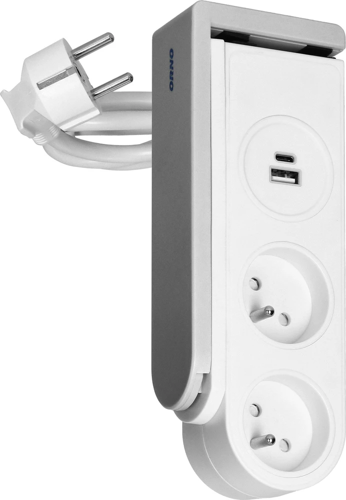 Orno Listwa Stalinis maitinimo lizdas su USB įkrovikliu ir spyruokliniu tvirtinimo spaustuku