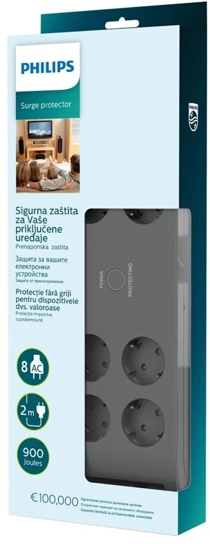 Apsauga nuo viršįtampių Philips 8 krypčių, 2m