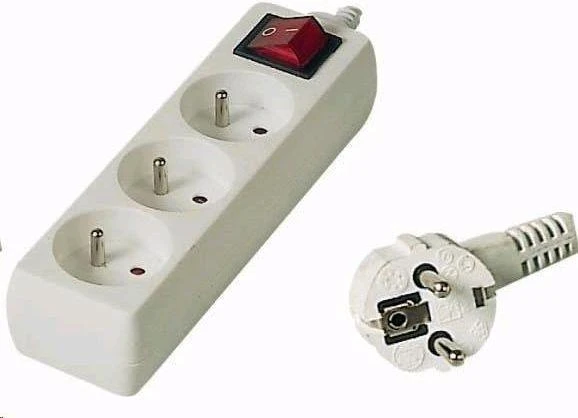 PremiumCord ilgintuvas 230V, 3m, 3 rozetės, jungiklis