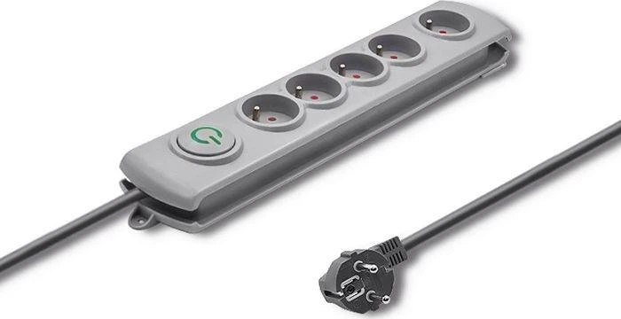 QOLTEC Apsauga nuo viršįtampių Quick Switch 5 lizdai 3m pilka