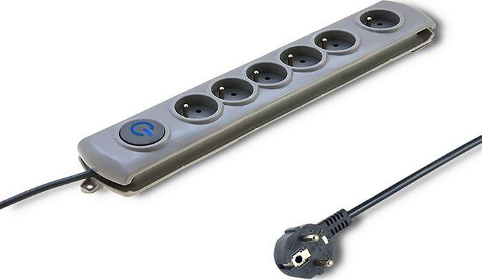 QOLTEC 50165 Apsaugos nuo viršįtampių Quick Switch 6 lizdai pilka 1.8m
