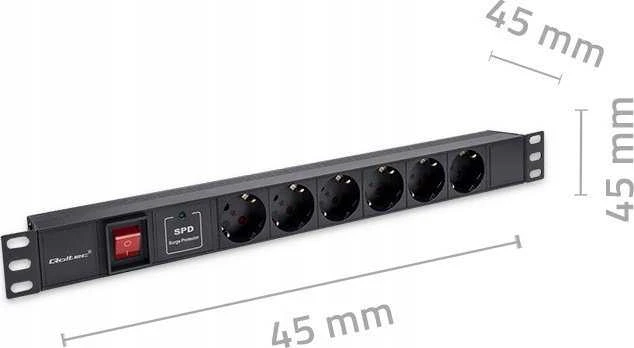 Aliuminis maitinimo juostelė šaltinis skirtoji 19'' 1u 16a 6xschuko 1.8m Qoltec